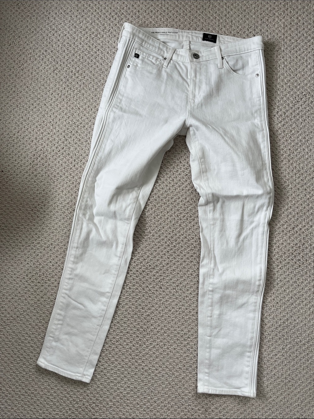 AG Adriano Goldschmied White Side Stripe Skinny Jeans 27